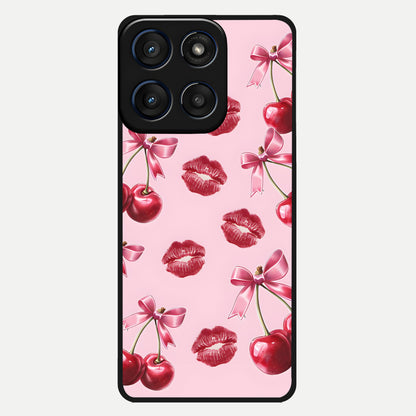  Cherry With Lips Glass Case For Moto Edge 60 back cover – full design glossy printed glass finish