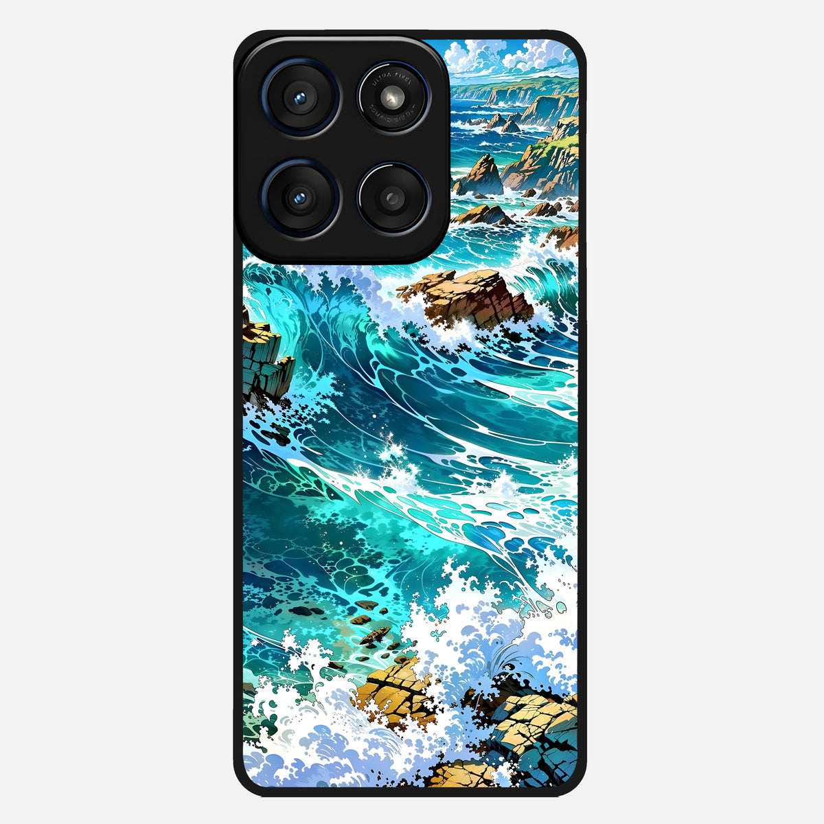  Coastal Blue Waves Glass Case For Moto Edge 60 back cover – full design glossy printed glass finish