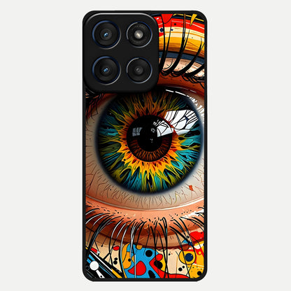  Colorful Eye Glass Case For Moto Edge 60 back cover – full design glossy printed glass finish