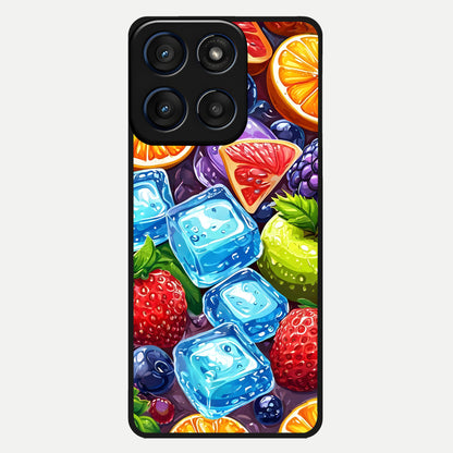  Colorful Fruits with Ice Glass Case For Moto Edge 60 back cover – full design glossy printed glass finish