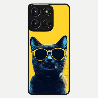  Cool Cat Vibes Glass Case For Moto Edge 60 back cover – full design glossy printed glass finish