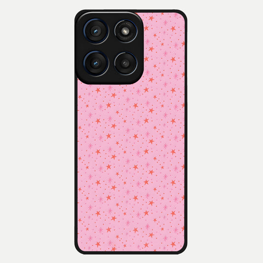  Cosmic Pink Sparkle Glass Case For Moto Edge 60 back cover – full design glossy printed glass finish