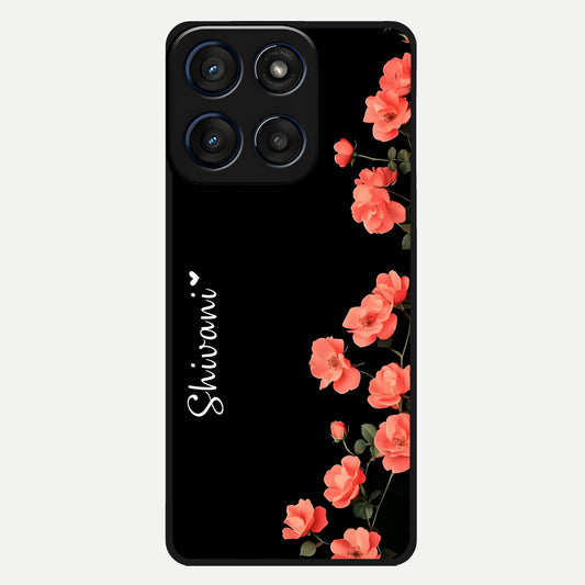  Crimson Bloom Grace Custom Name Glass Case For Moto Edge 60 back cover – full design glossy printed glass finish