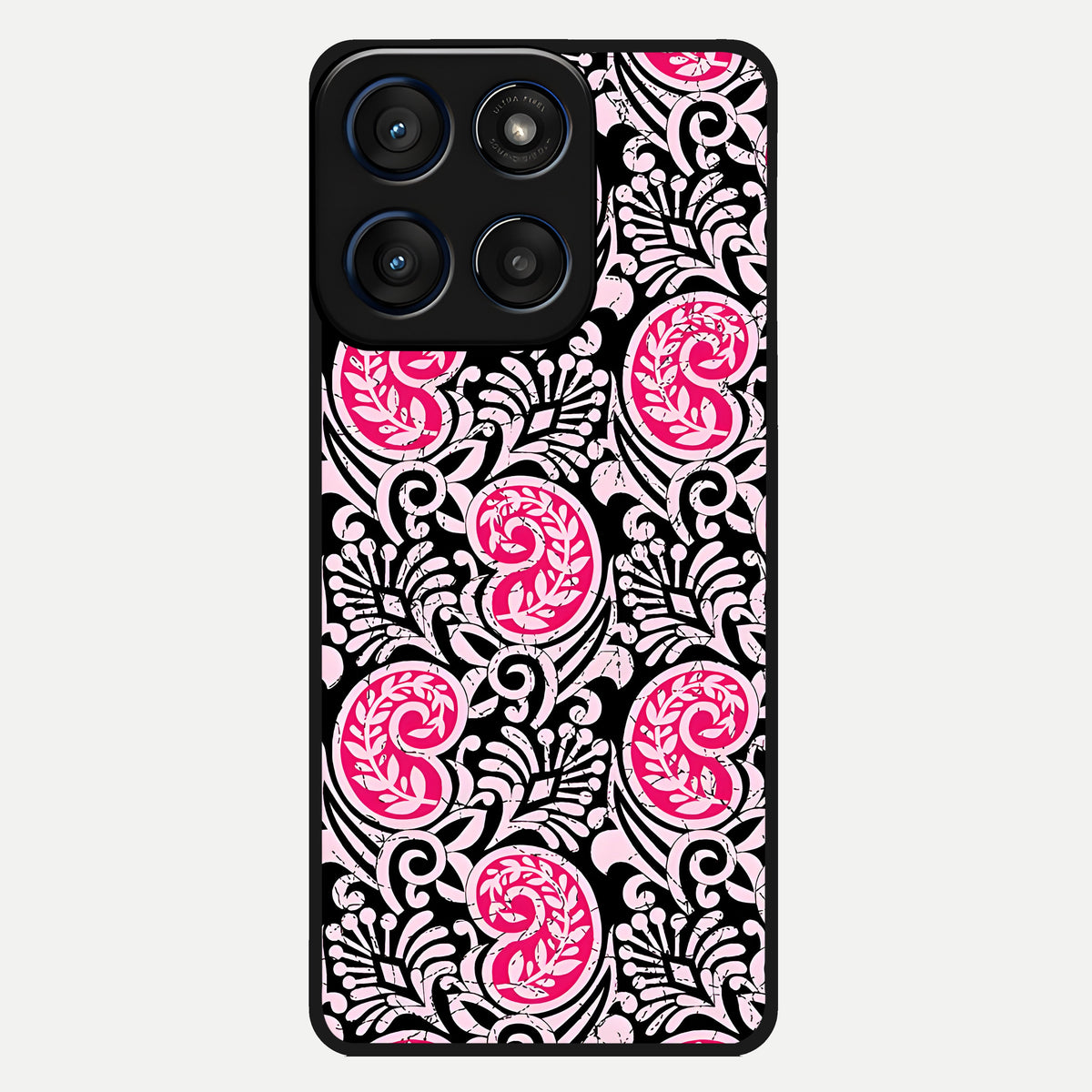  Crimson Paisley Charm Glass Case For Moto Edge 60 back cover – full design glossy printed glass finish