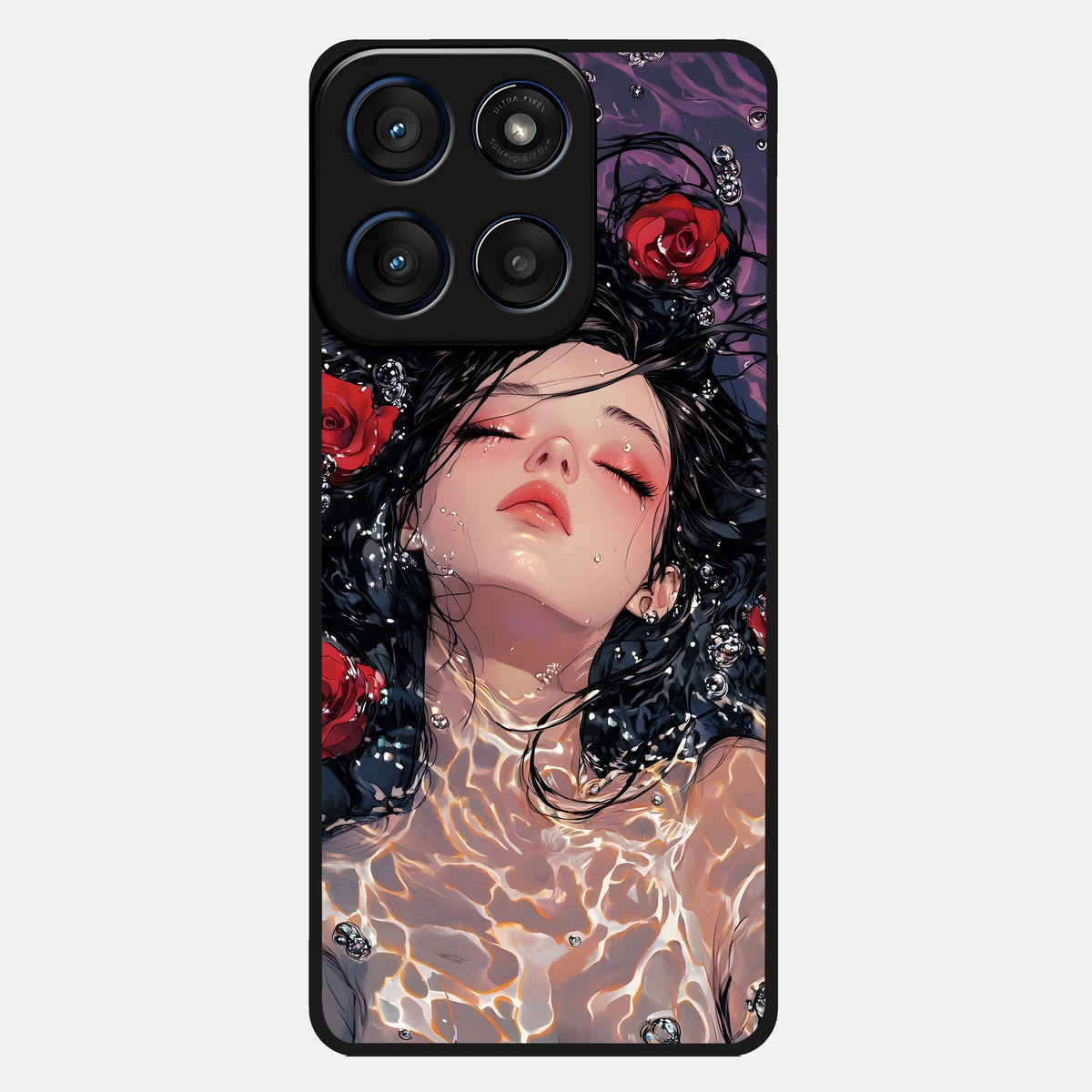 Crimson Rose Serenity Glass Case For Moto Edge 60 back cover – full design glossy printed glass finish