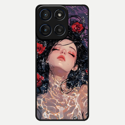  Crimson Rose Serenity Glass Case For Moto Edge 60 back cover – full design glossy printed glass finish