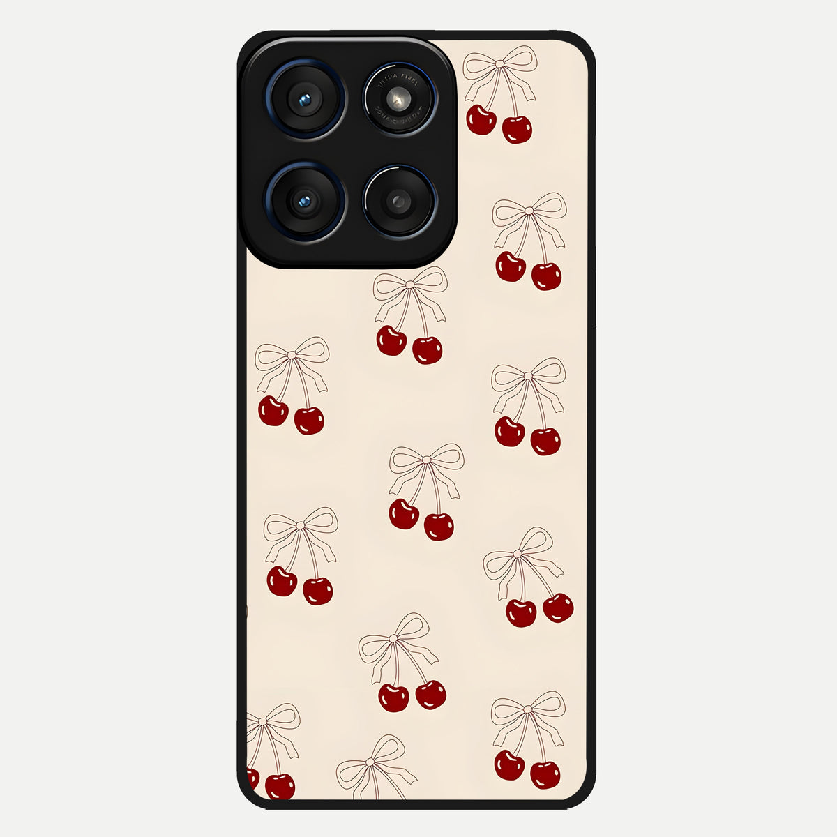  Cute Cherry Pattern Glass Case For Moto Edge 60 back cover – full design glossy printed glass finish