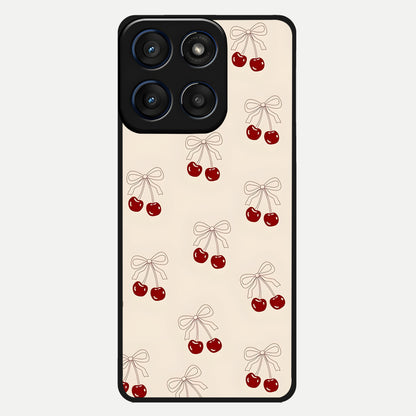  Cute Cherry Pattern Glass Case For Moto Edge 60 back cover – full design glossy printed glass finish
