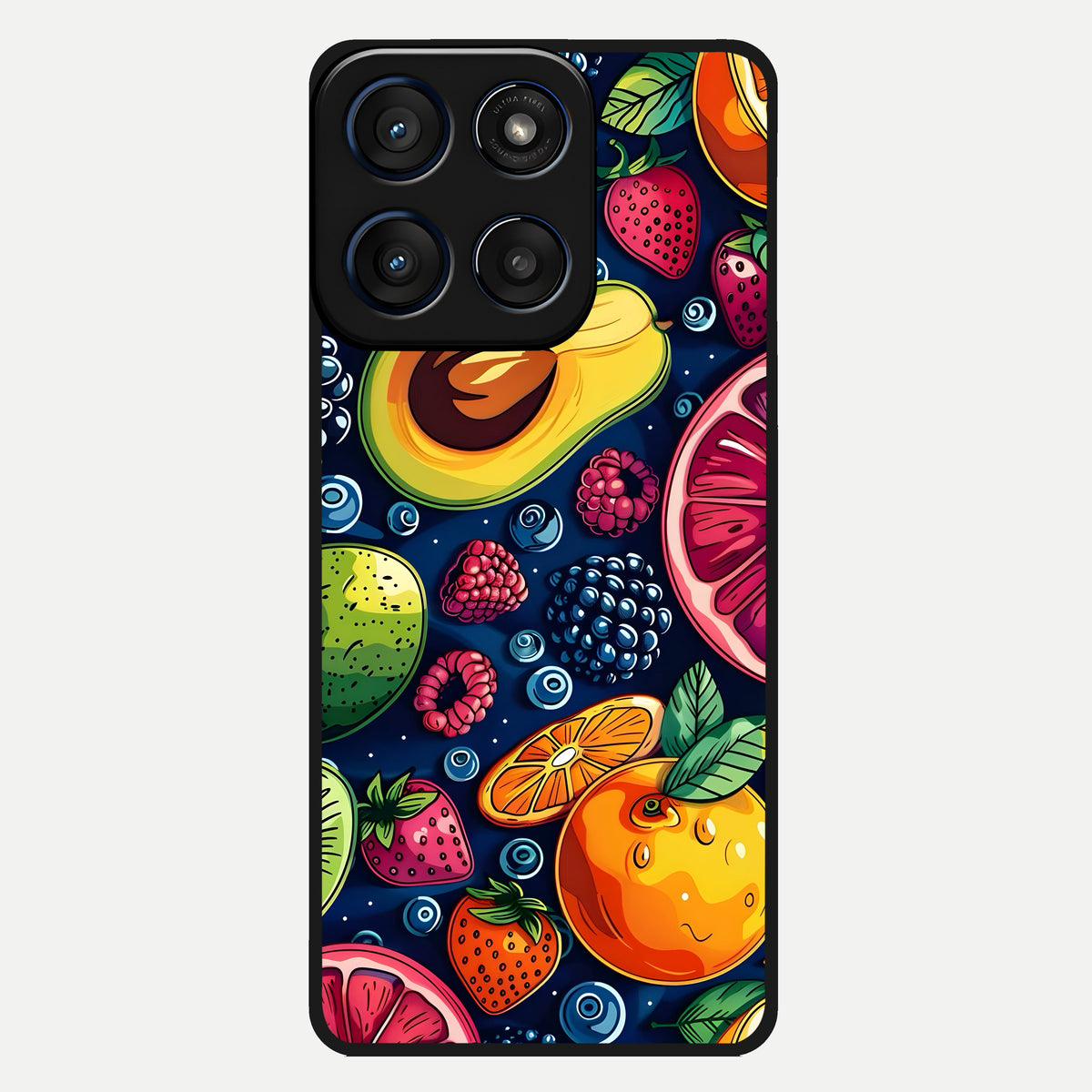  Cute Fruits Art Glass Case For Moto Edge 60 back cover – full design glossy printed glass finish
