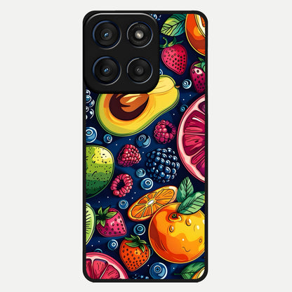  Cute Fruits Art Glass Case For Moto Edge 60 back cover – full design glossy printed glass finish