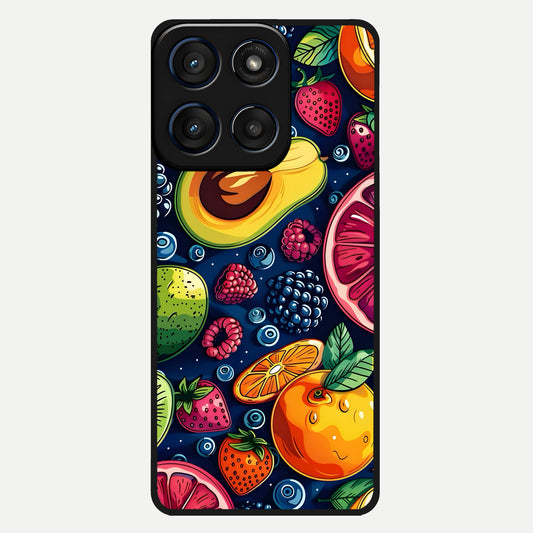  Cute Fruits Art Glass Case For Moto Edge 60 back cover – full design glossy printed glass finish