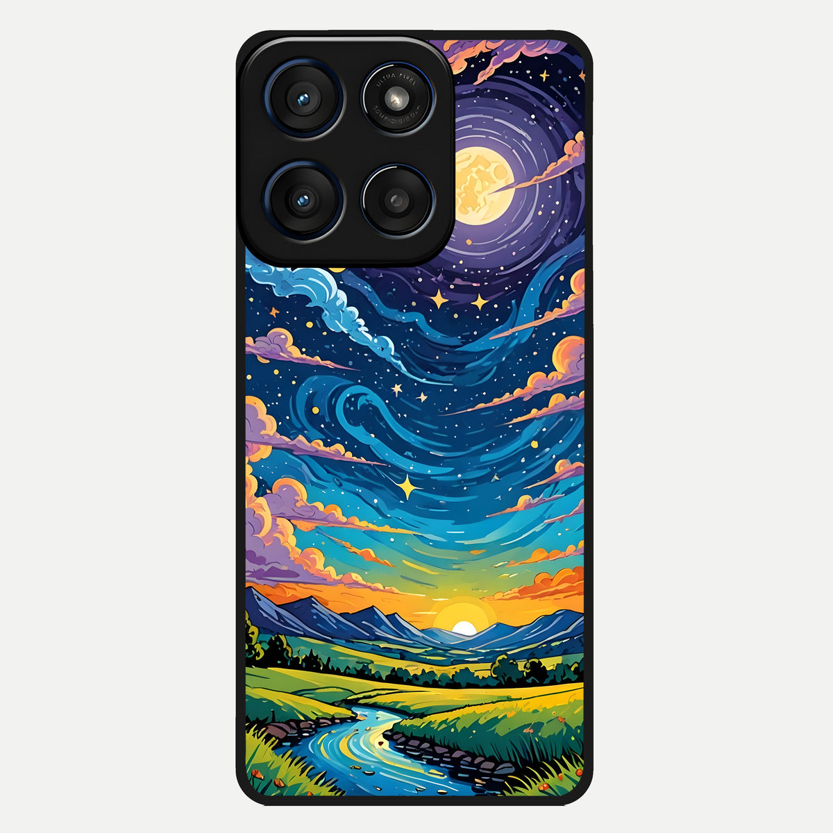  Dreamy Night Landscape Glass Case For Moto Edge 60 back cover – full design glossy printed glass finish