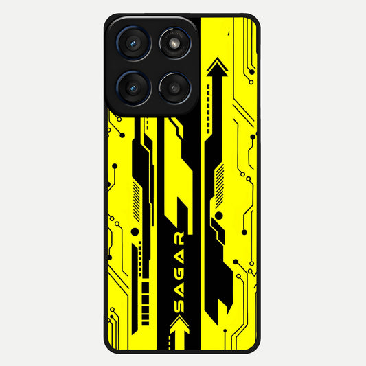  Electric Pulse CYBERPUNK Custom Name Glass Case For Moto Edge 60 back cover – full design glossy printed glass finish