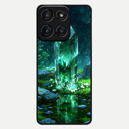  Emerald Light Crystal Glass Case For Moto Edge 60 back cover – full design glossy printed glass finish