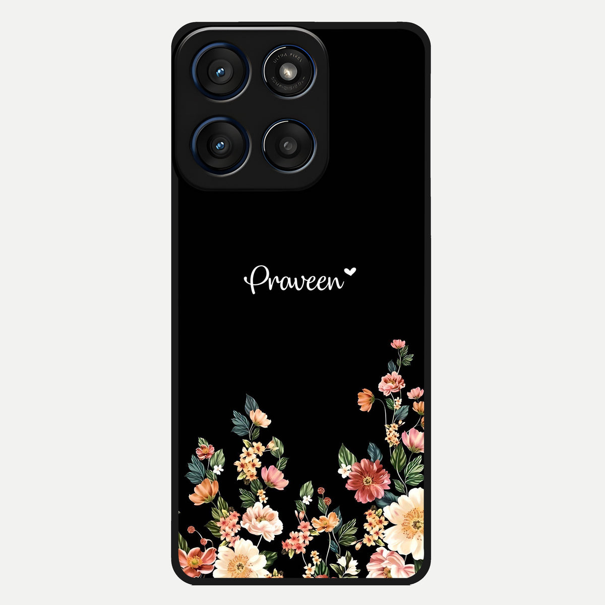  Floral Design Personalized Custom Name Glass Case For Moto Edge 60 back cover – full design glossy printed glass finish
