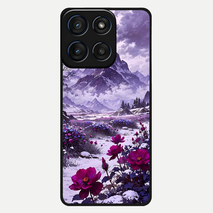  Flower Mountain View Glass Case For Moto Edge 60 back cover – full design glossy printed glass finish