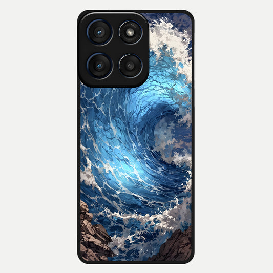  Giant Ocean Wave Glass Case For Moto Edge 60 back cover – full design glossy printed glass finish