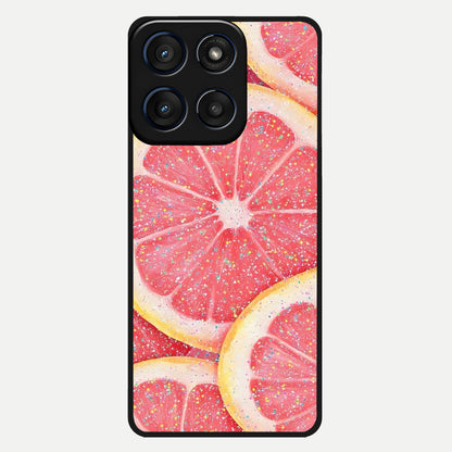  Glitter Grapefruit Glass Case For Moto Edge 60 back cover – full design glossy printed glass finish