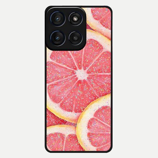  Glitter Grapefruit Glass Case For Moto Edge 60 back cover – full design glossy printed glass finish