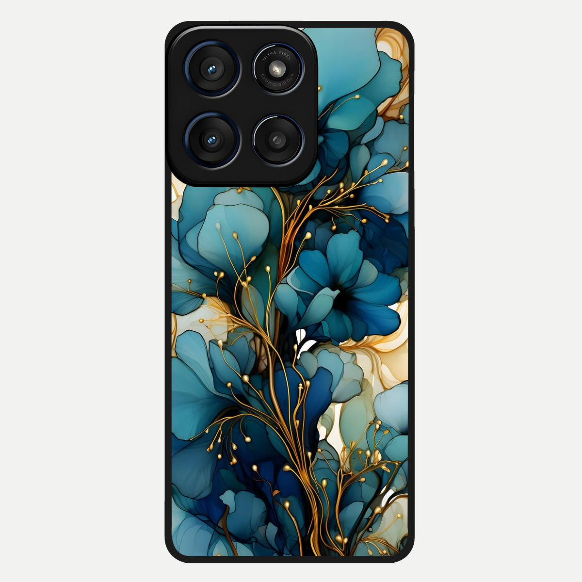  Golden Bloom Symphony Glass Case For Moto Edge 60 back cover – full design glossy printed glass finish