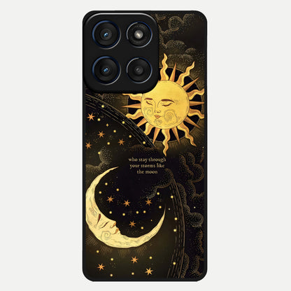  Golden Lunar Love Glass Case For Moto Edge 60 back cover – full design glossy printed glass finish