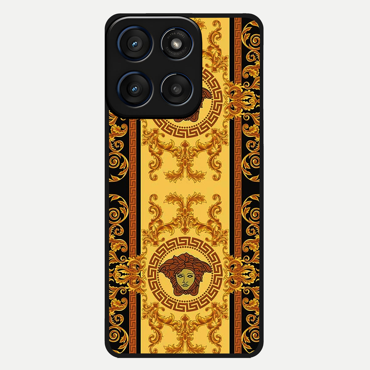  Golden Royal Heritage Glass Case For Moto Edge 60 back cover – full design glossy printed glass finish