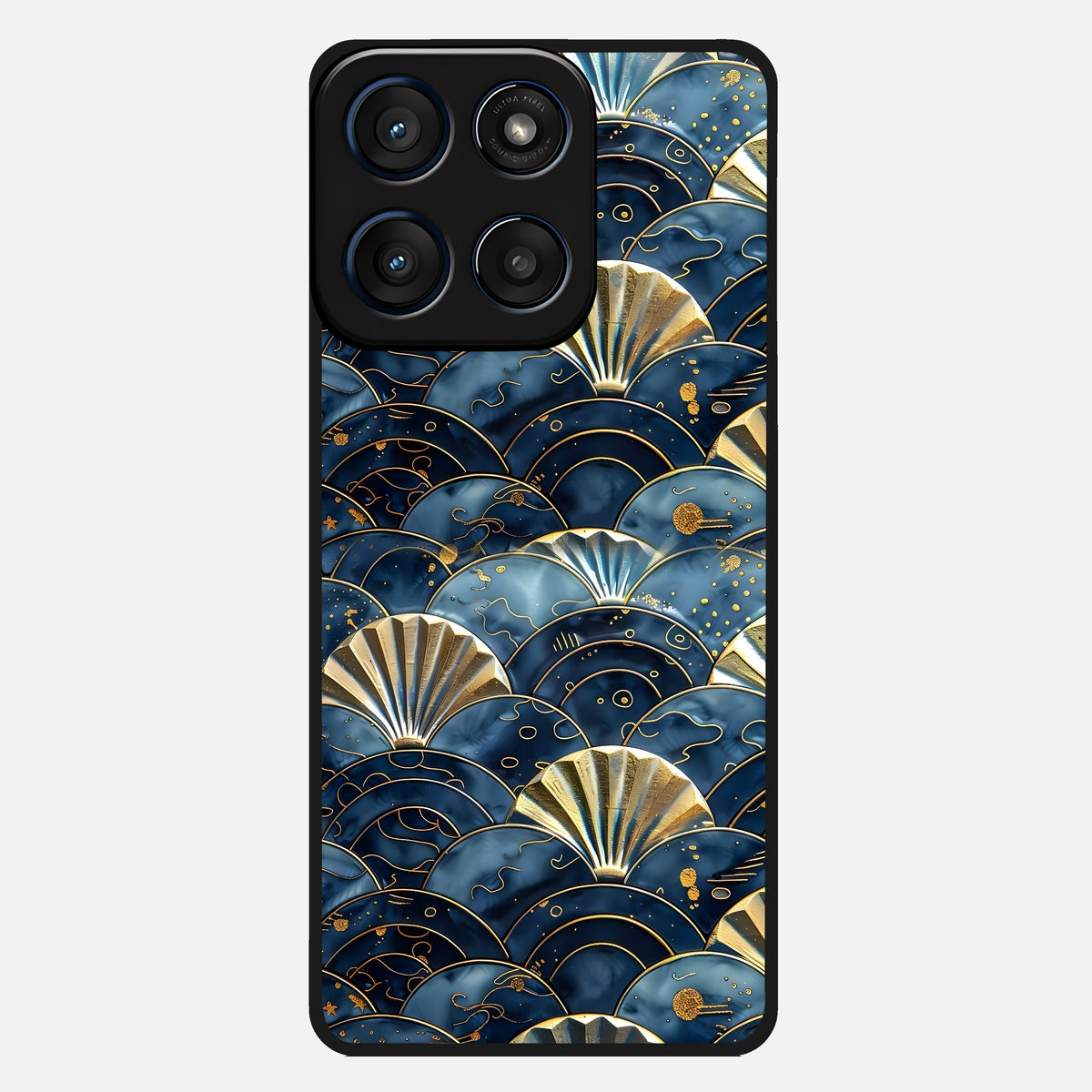  Golden Wave Luxe Glass Case For Moto Edge 60 back cover – full design glossy printed glass finish
