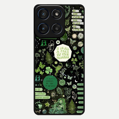  Green Mandala Pattern Glass Case For Moto Edge 60 back cover – full design glossy printed glass finish