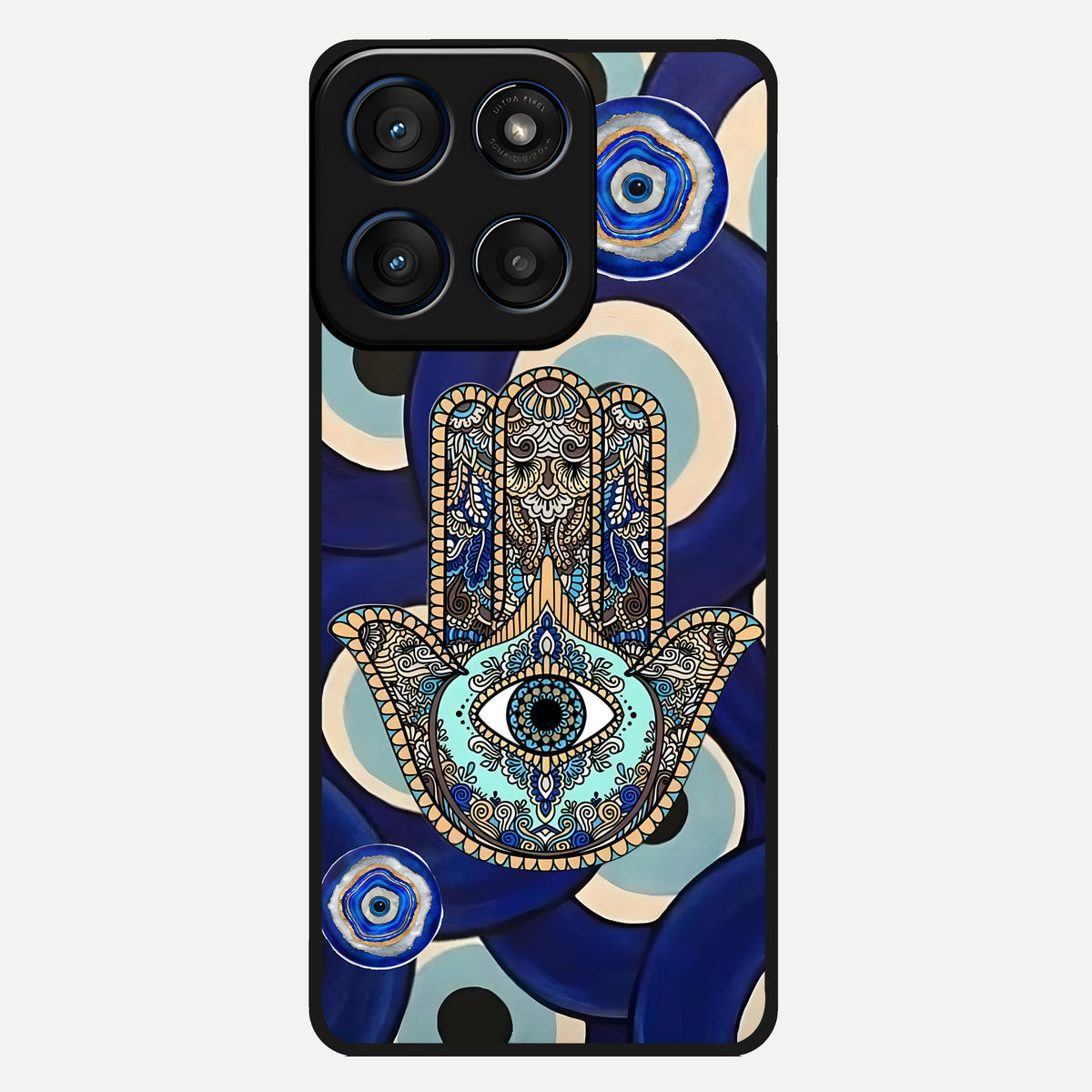  Hamsa Divine Guard Glass Case For Moto Edge 60 back cover – full design glossy printed glass finish