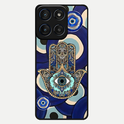  Hamsa Divine Guard Glass Case For Moto Edge 60 back cover – full design glossy printed glass finish