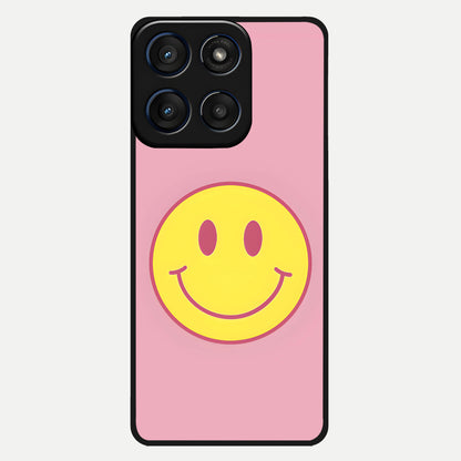  Happy Pink Mood Glass Case For Moto Edge 60 back cover – full design glossy printed glass finish