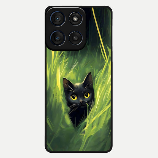  Hidden Cat Whisper Glass Case For Moto Edge 60 back cover – full design glossy printed glass finish