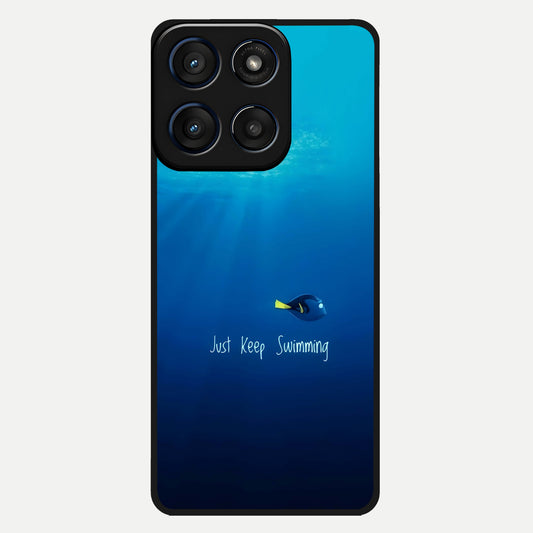  Just Keep Swimming Glass Case For Moto Edge 60 back cover – full design glossy printed glass finish