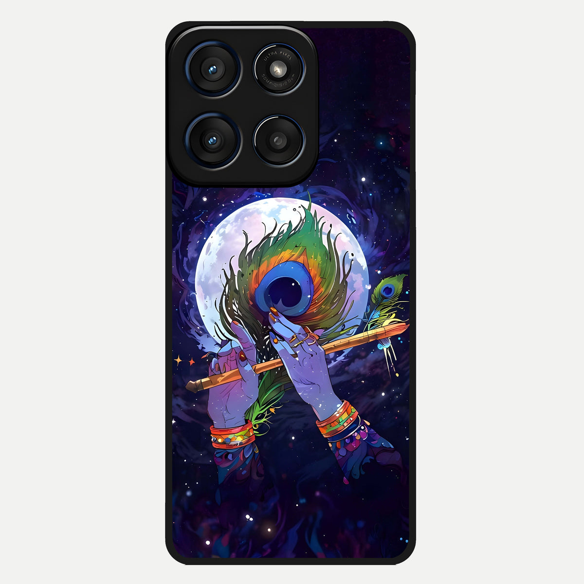  Krishna Hands Art Glass Case For Moto Edge 60 back cover – full design glossy printed glass finish