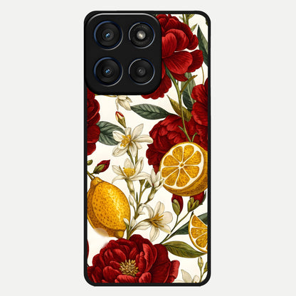  Lemon Rose Charm Glass Case For Moto Edge 60 back cover – full design glossy printed glass finish
