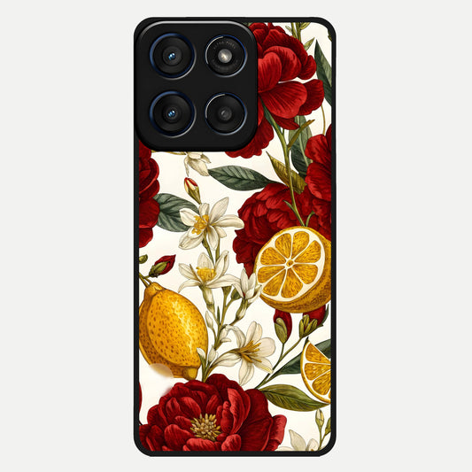  Lemon Rose Charm Glass Case For Moto Edge 60 back cover – full design glossy printed glass finish