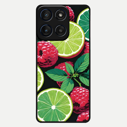  Lime and Raspberry Pattern Glass Case For Moto Edge 60 back cover – full design glossy printed glass finish