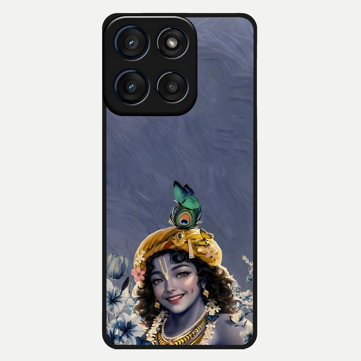  Lord Krishna Glass Case For Moto Edge 60 back cover – full design glossy printed glass finish