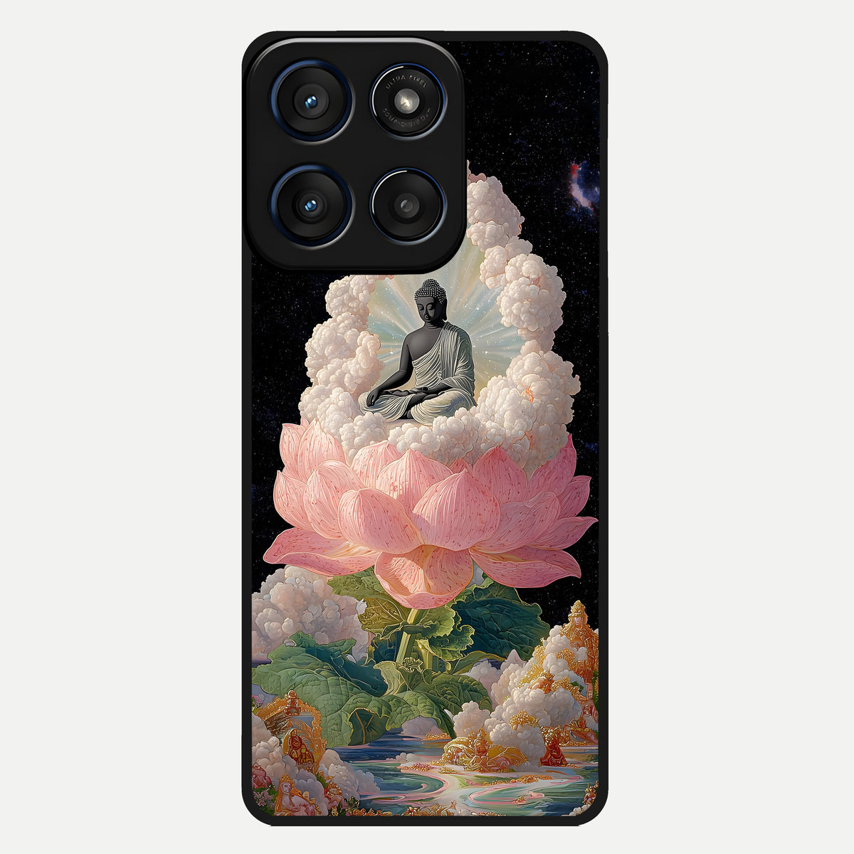  Lotus Divine Peace Glass Case For Moto Edge 60 back cover – full design glossy printed glass finish