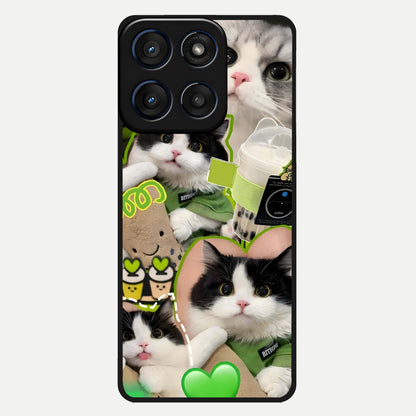  Matcha Cats Mood Glass Case For Moto Edge 60 back cover – full design glossy printed glass finish