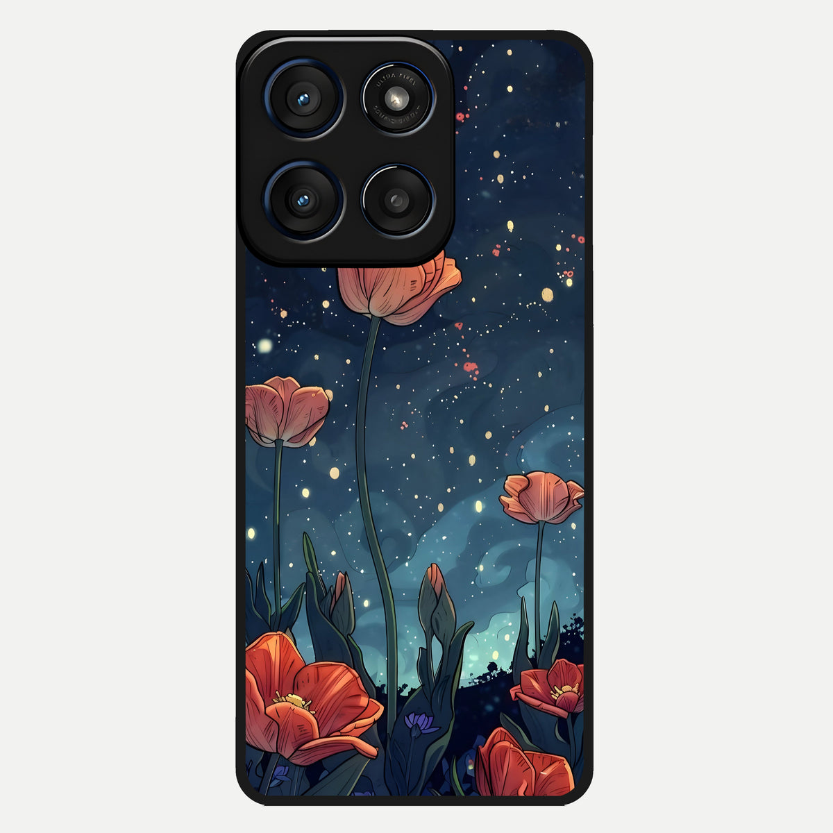  Midnight Tulip Glow Glass Case For Moto Edge 60 back cover – full design glossy printed glass finish