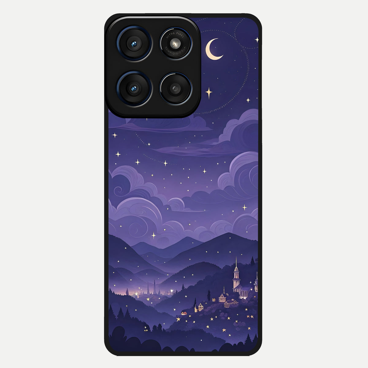  Minimal Night View Glass Case For Moto Edge 60 back cover – full design glossy printed glass finish