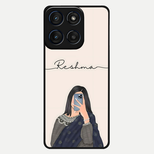  Mirror Mood Muse With Custom Name Glass Case For Moto Edge 60 back cover – full design glossy printed glass finish