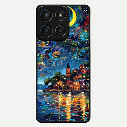  Moonlight Harbor Glow Glass Case For Moto Edge 60 back cover – full design glossy printed glass finish