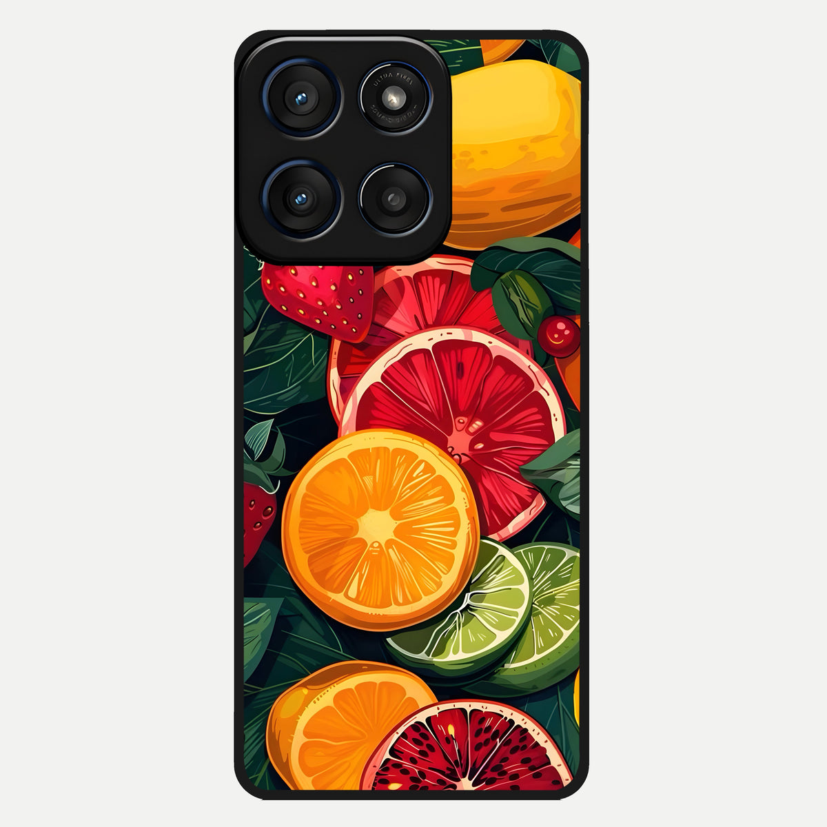  Multiple Fruits Glass Case For Moto Edge 60 back cover – full design glossy printed glass finish
