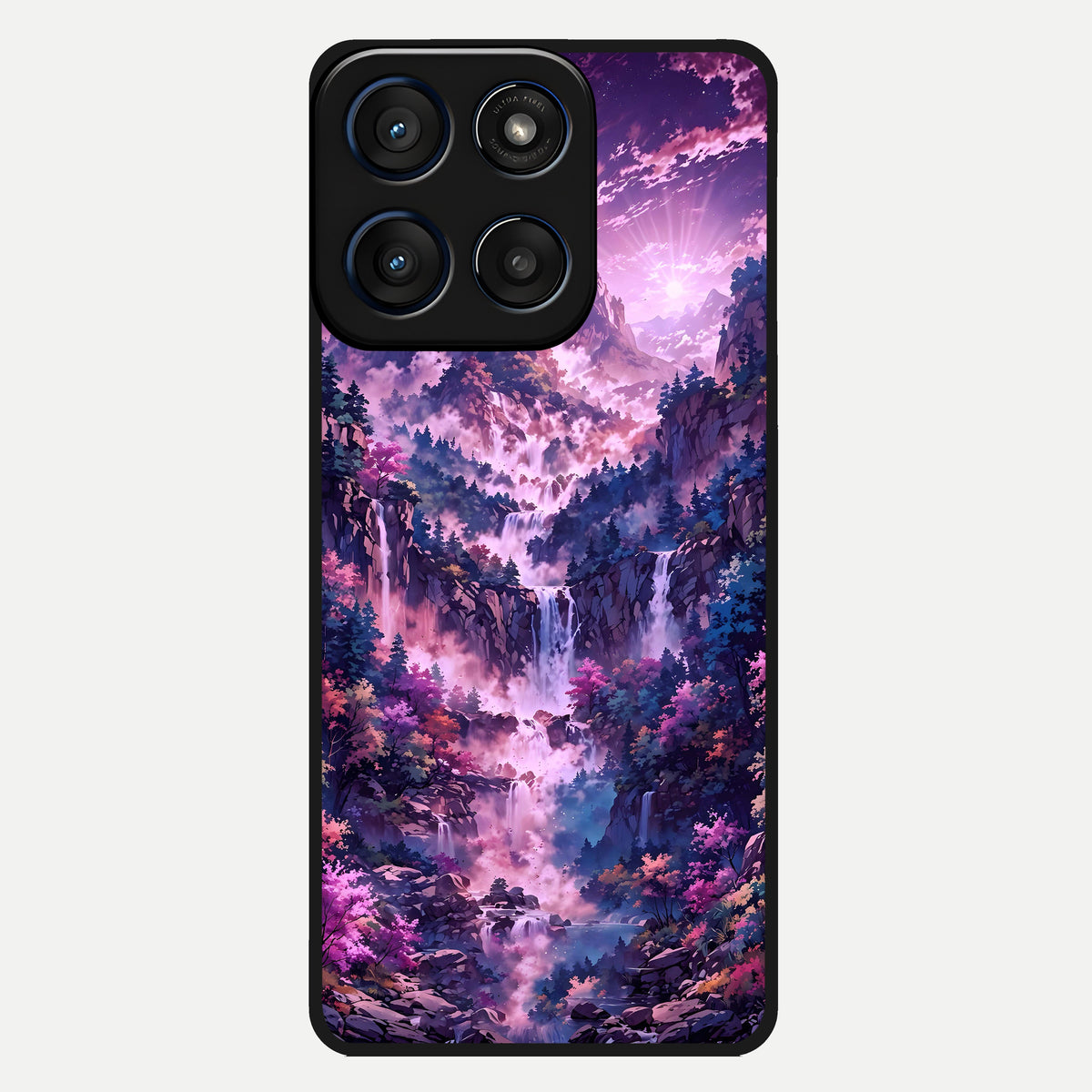  Mystic Cascade Peaks Glass Case For Moto Edge 60 back cover – full design glossy printed glass finish