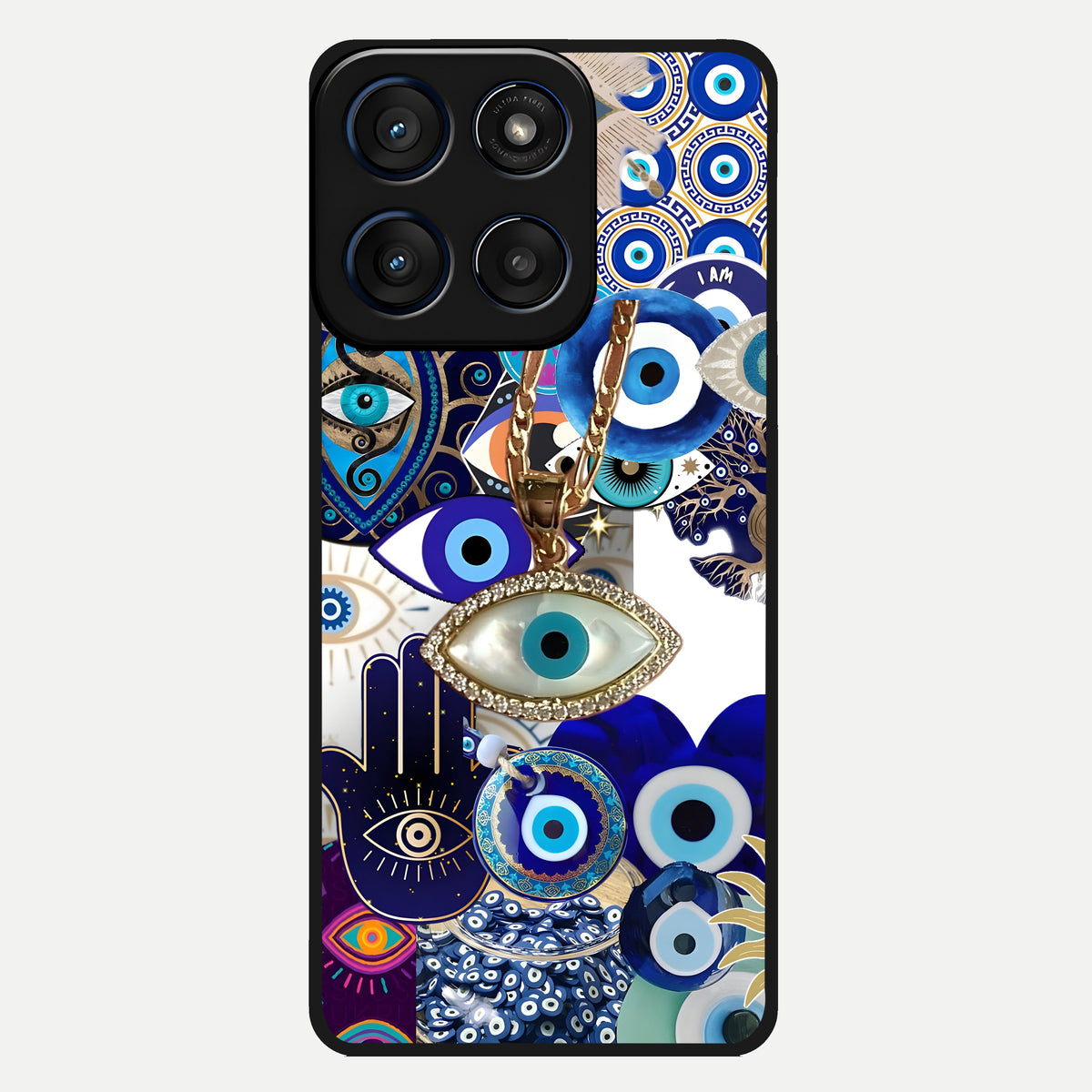  Mystic Charm Eye Glass Case For Moto Edge 60 back cover – full design glossy printed glass finish