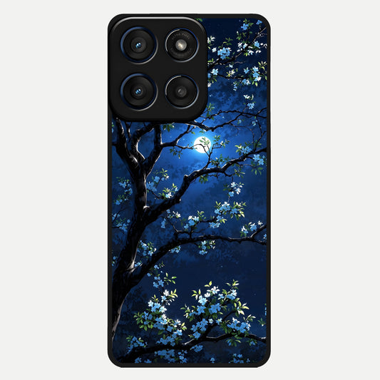  Mystic Floral Night Glass Case For Moto Edge 60 back cover – full design glossy printed glass finish
