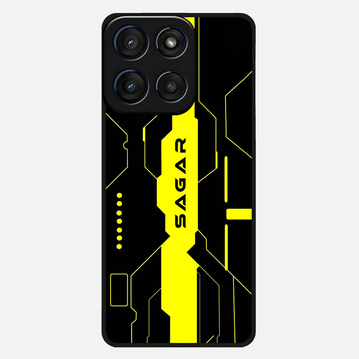  Neon CYBERPUNK Custom Name Glass Case For Moto Edge 60 back cover – full design glossy printed glass finish