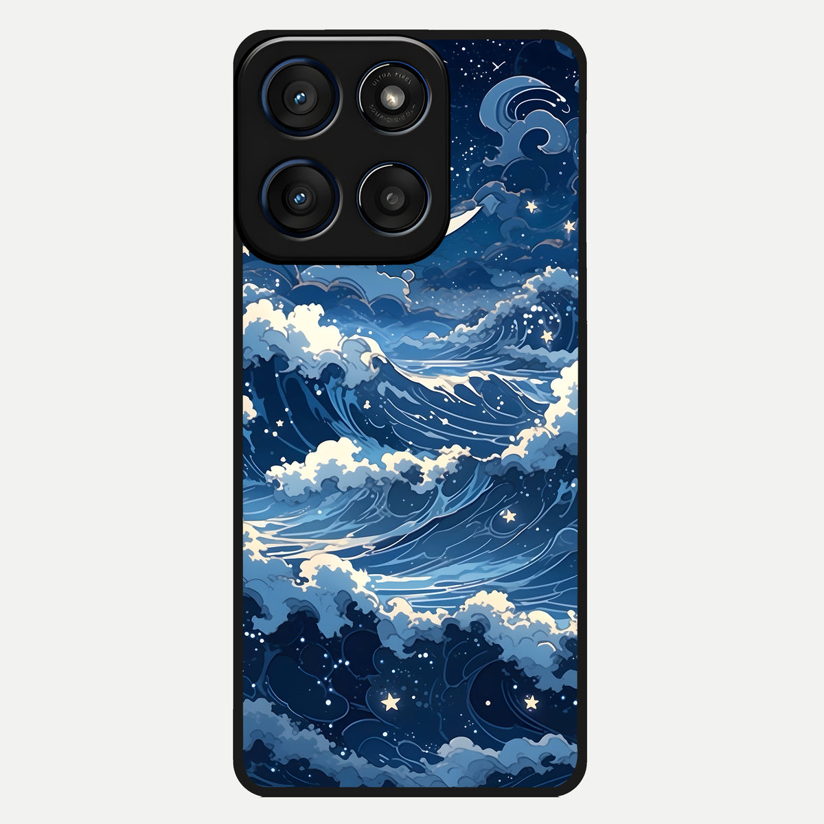  Ocean Moon Waves Glass Case For Moto Edge 60 back cover – full design glossy printed glass finish